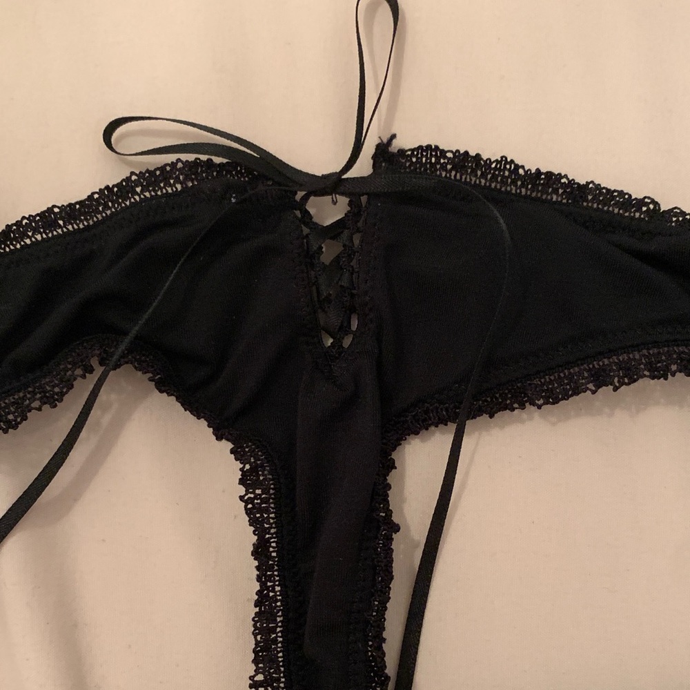 Victoria's Secret Black Lace Trim Panties thong